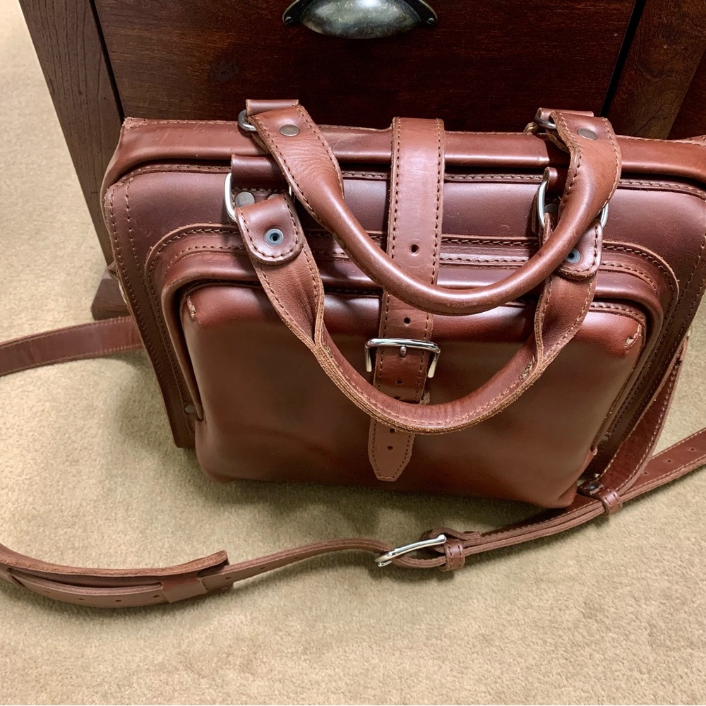 Saddleback "Front Door" Leather Briefcase in Chestnut Brown